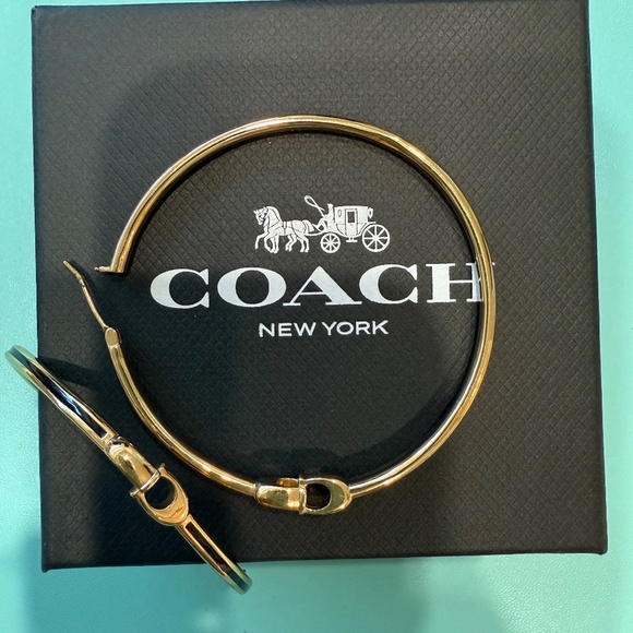 COACH Signature Enamel Large Hoop Earrings - Picture 3 of 6